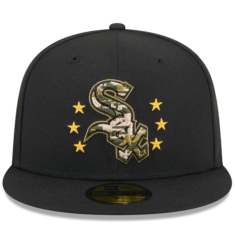 Casquette ajustée 59FIFTY pour la Journée des forces armées 2024 New Era noire Chicago White Sox hommes