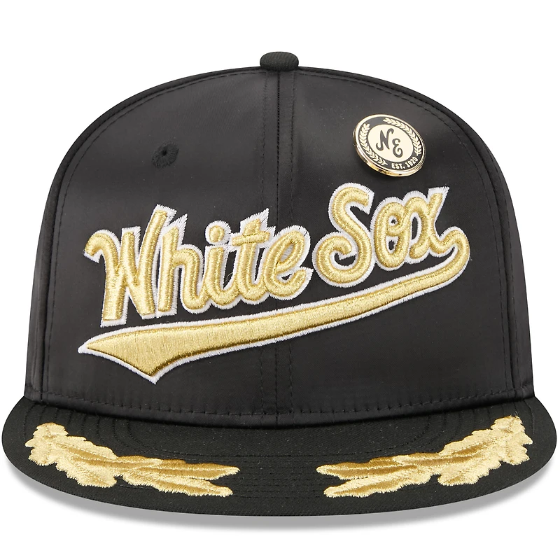 Men's New Era Black Chicago White Sox 2025 59FIFTY Day Gold Leaf Fitted Hat