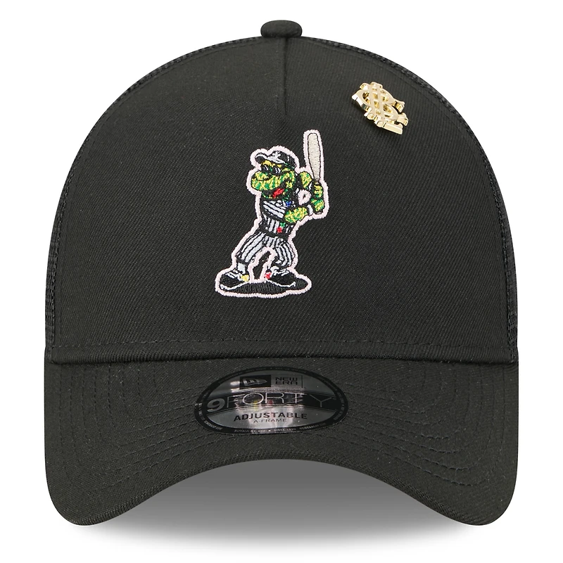 Men's New Era  Black Chicago White Sox 2025 Big League Chew A-Frame 9FORTY Adjustable Trucker Hat