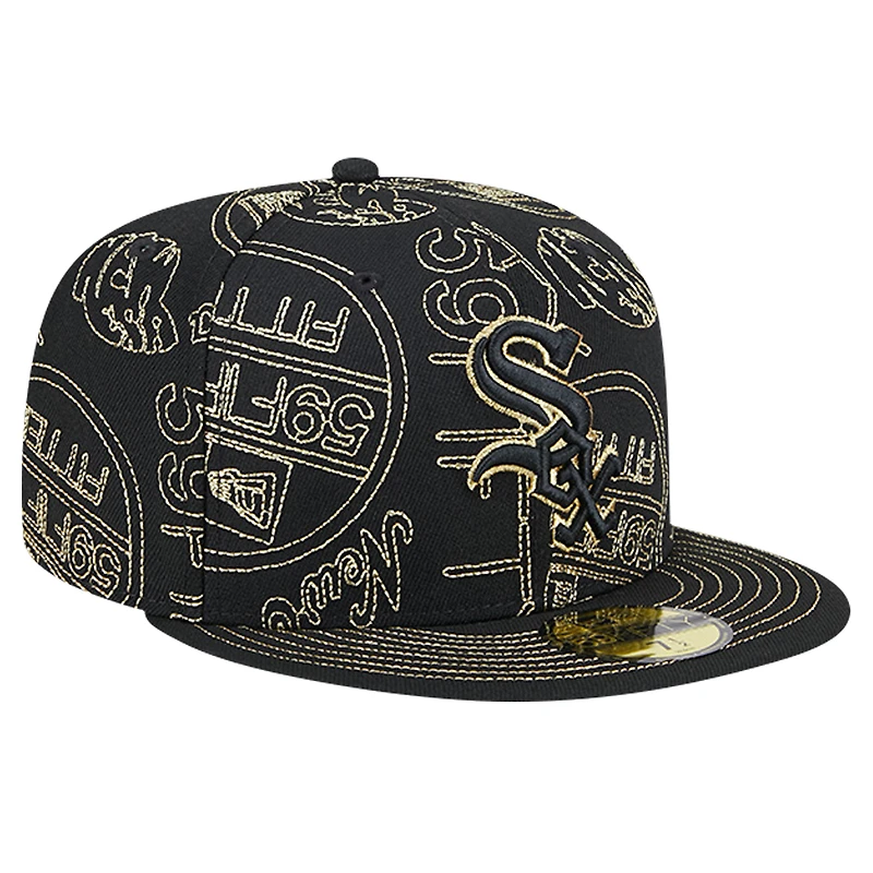 Men's New Era Black Chicago White Sox 59FIFTY Day Allover Fitted Hat