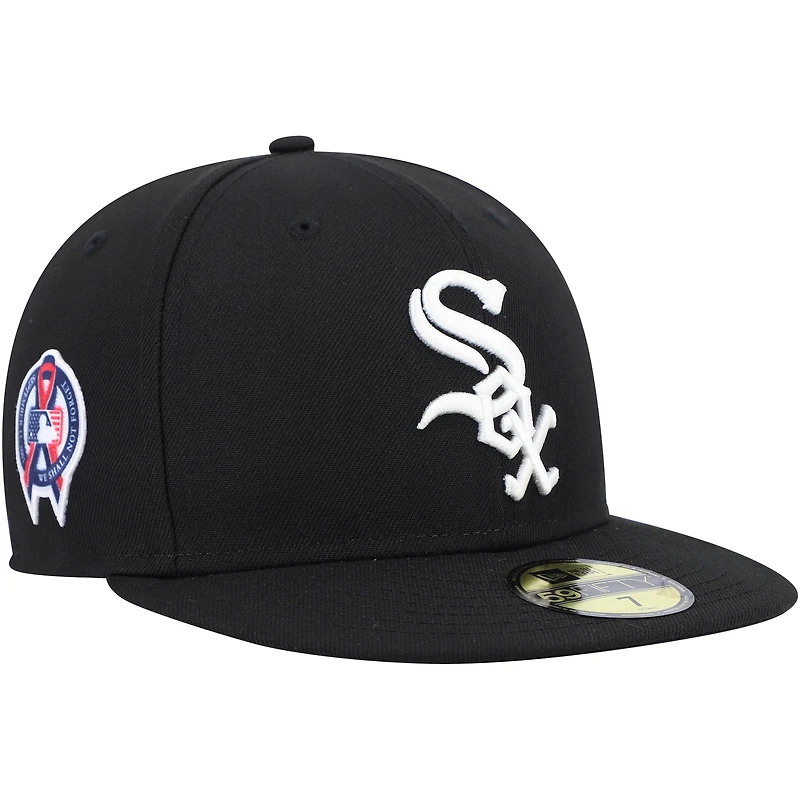 New Era hommes noirs Chicago White Sox 11 Memorial Side Patch 59FIFTY Hat