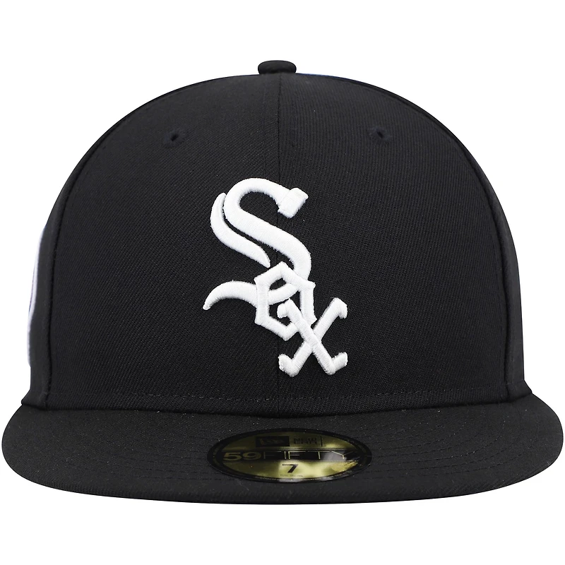 New Era hommes noirs Chicago White Sox 11 Memorial Side Patch 59FIFTY Hat