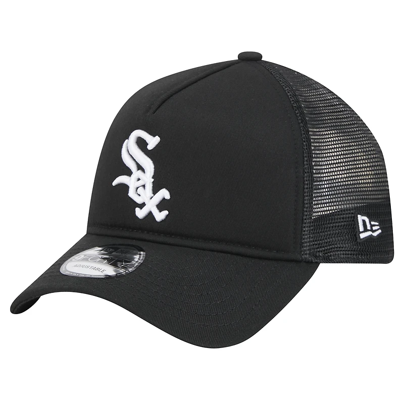 Casquette ajustable 9FORTY A-Frame Trucker noire des Chicago White Sox pour homme de New Era