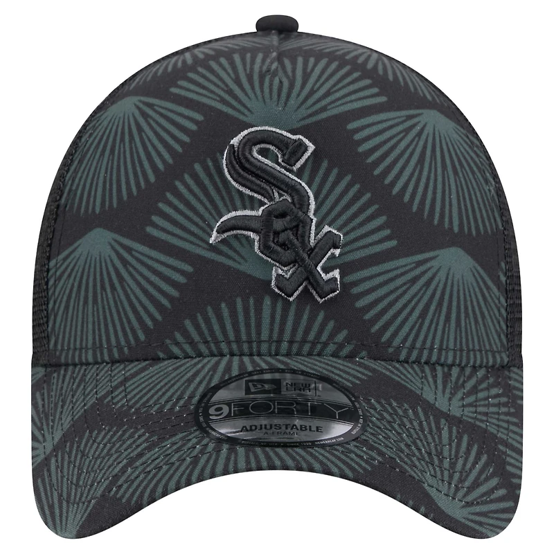 Men's New Era  Black Chicago White Sox 9FORTY A-Frame Trucker Adjustable Hat