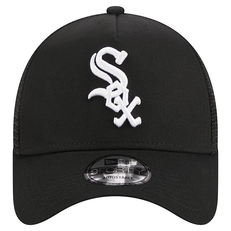 Men's New Era Black Chicago White Sox A-Frame 9FORTY Trucker Adjustable Hat