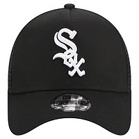 Men's New Era Black Chicago White Sox A-Frame 9FORTY Trucker Adjustable Hat