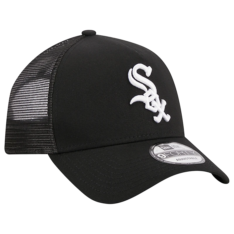 Men's New Era Black Chicago White Sox A-Frame 9FORTY Trucker Adjustable Hat