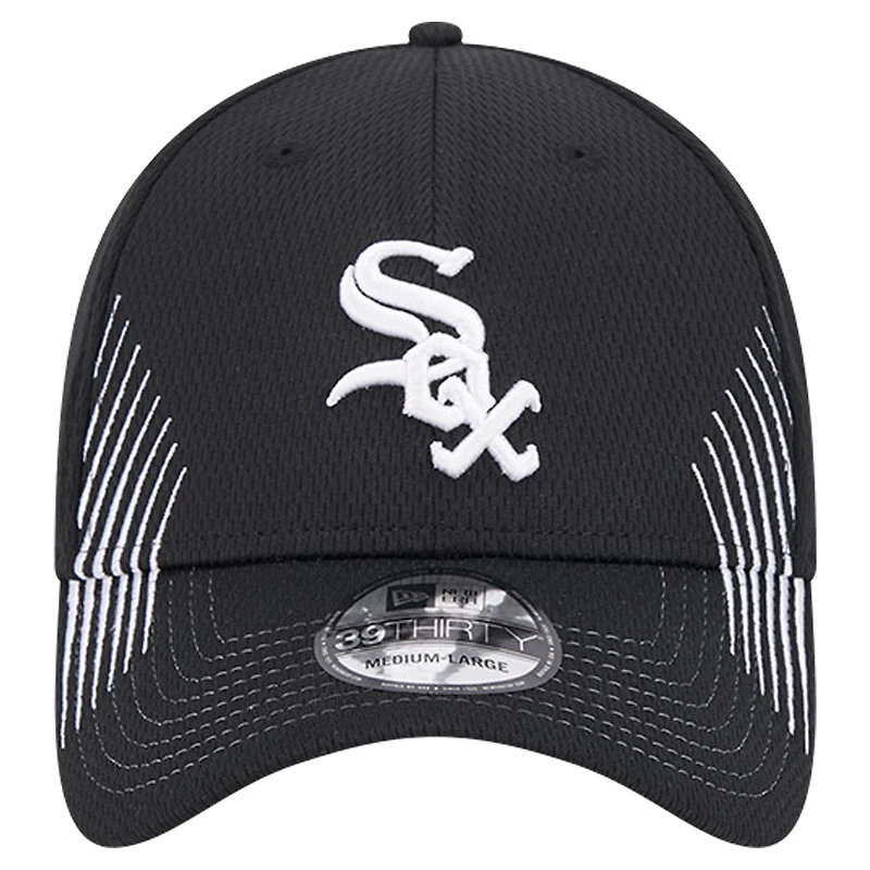 Casquette flexible Active Dash Mark 39THIRTY des Chicago White Sox New Era pour hommes, noire