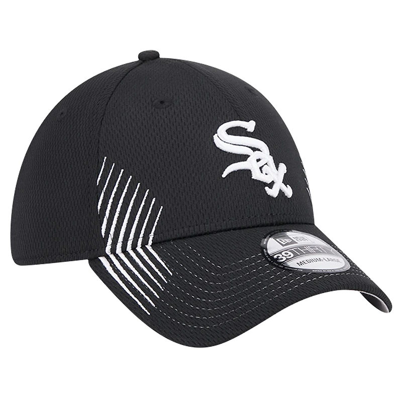 Casquette flexible Active Dash Mark 39THIRTY des Chicago White Sox New Era pour hommes, noire