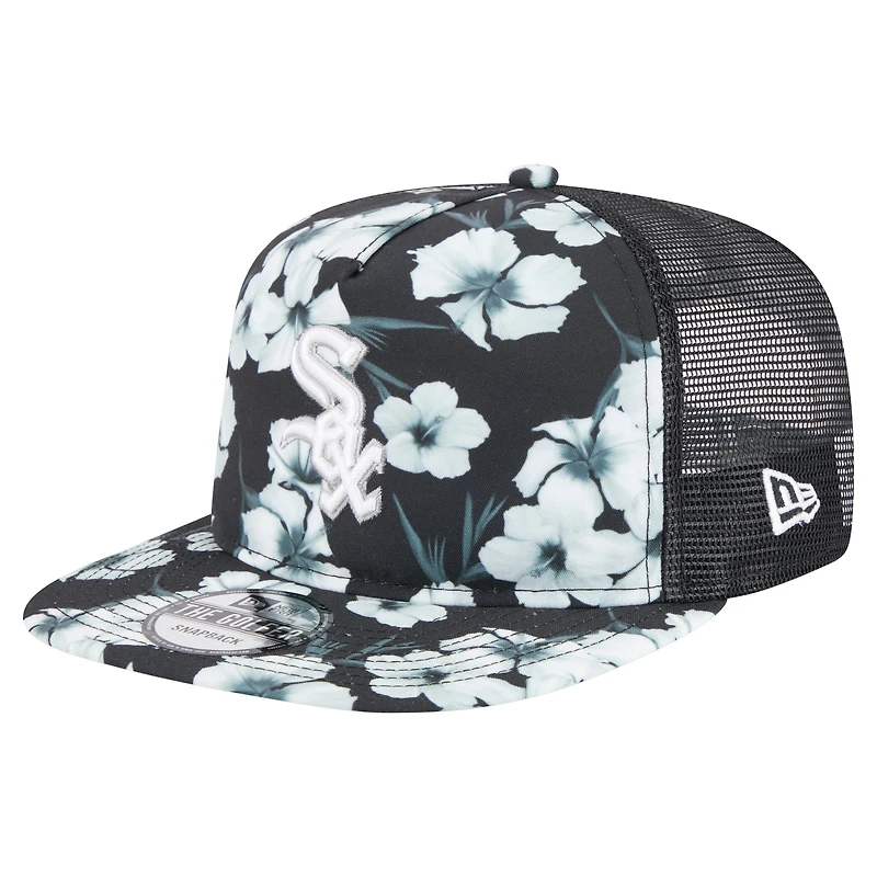 Men's New Era Black Chicago White Sox Adventure Pattern Golfer Trucker Snapback Hat