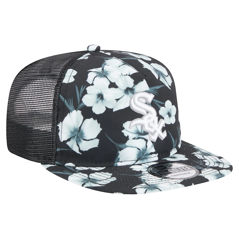 Men's New Era Black Chicago White Sox Adventure Pattern Golfer Trucker Snapback Hat