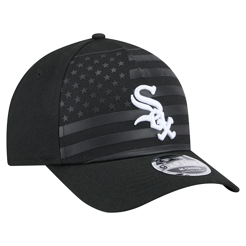 Men's New Era Black Chicago White Sox American Flag 9FORTY M-Crown A-Frame Adjustable Hat