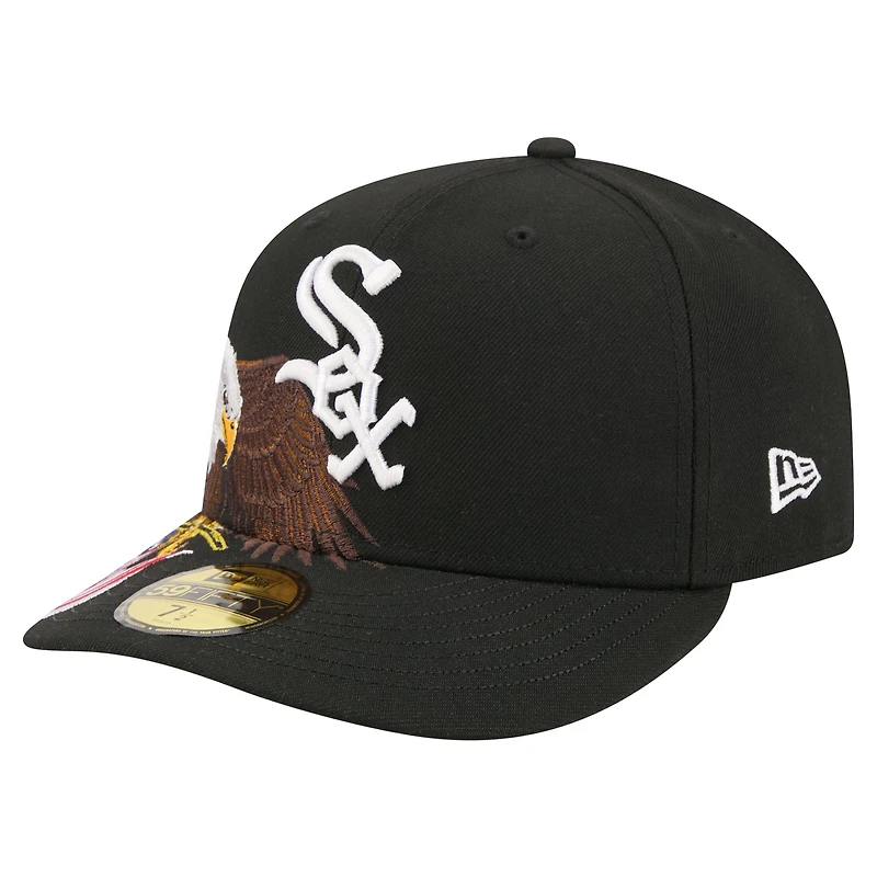 Men's New Era Black Chicago White Sox Americana Bald Eagle Pre-Curved 59FIFTY Fitted Hat