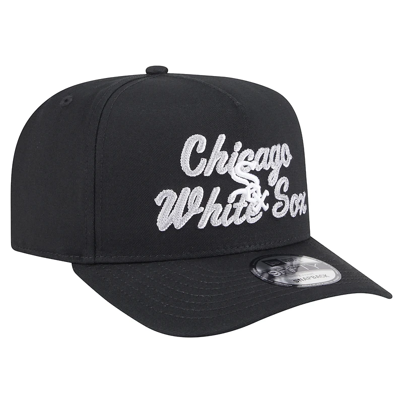 Casquette snapback 9FIFTY A-Frame noire à point de chaînette pour homme New Era Chicago White Sox