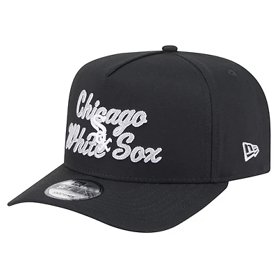 Men's New Era Black Chicago White Sox Chainstitch 9FIFTY A-Frame Snapback Hat