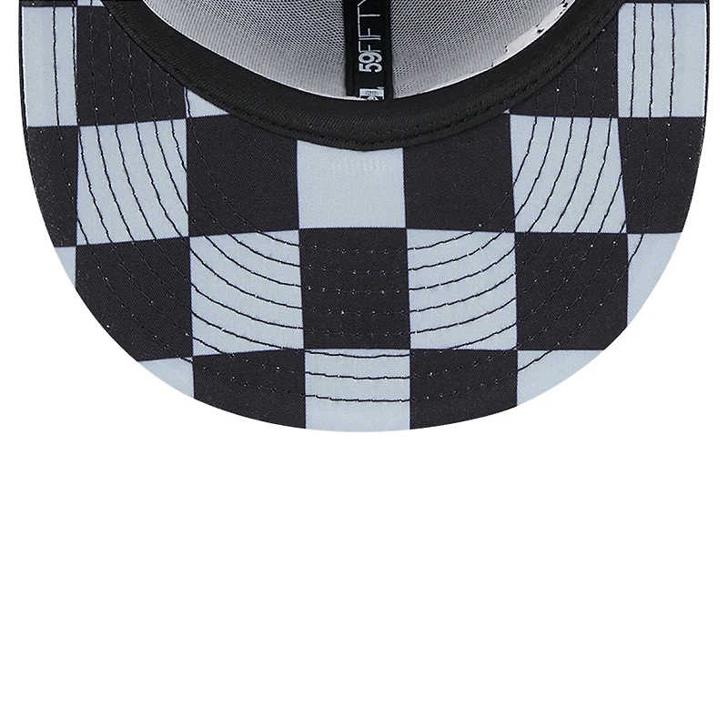 Casquette ajustée 59FIFTY sous-visière à carreaux noire Chicago White Sox New Era pour homme