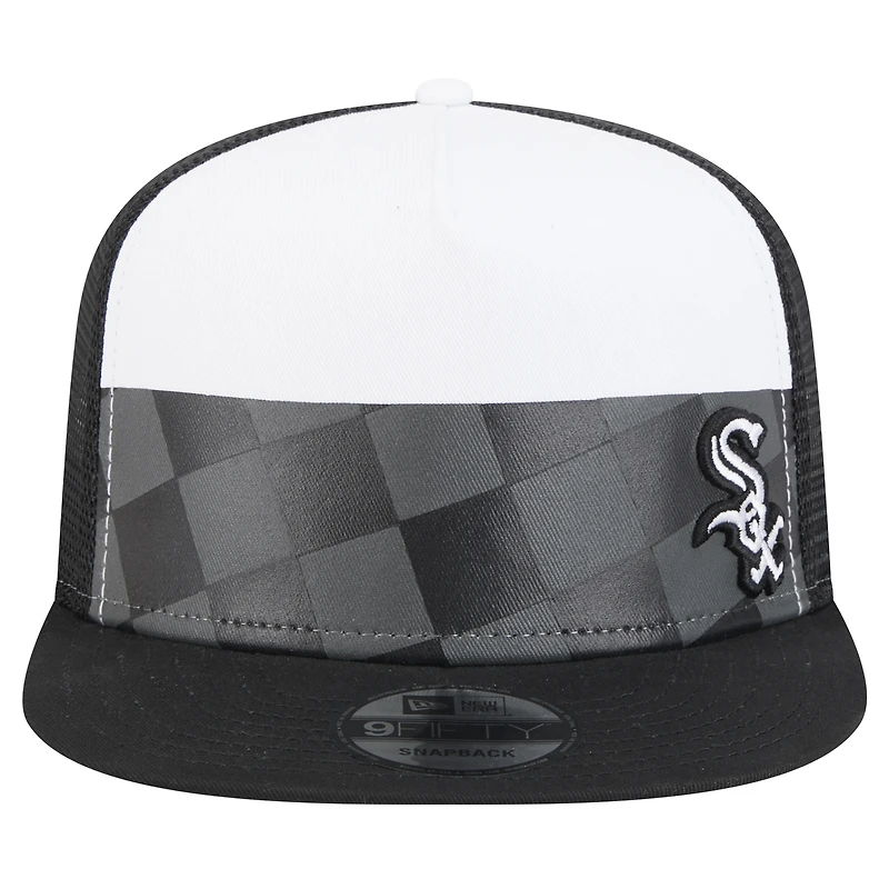 Men's New Era Black Chicago White Sox Checkmate Trucker 9FIFTY Snapback Hat