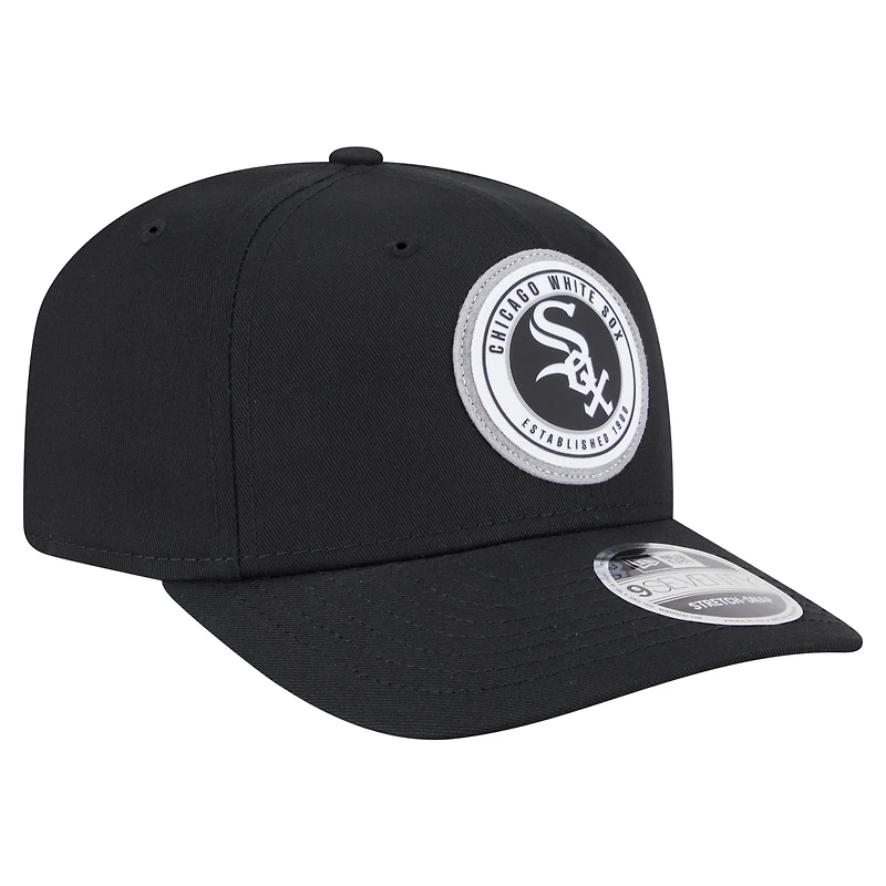 Men's New Era Black Chicago White Sox Circle Patch 9SEVENTY Stretch-Snap Hat