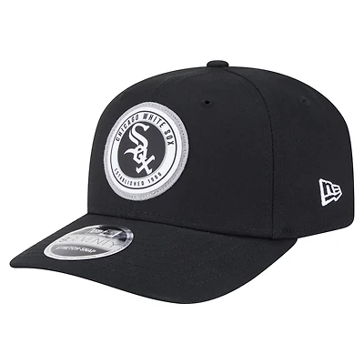 Casquette extensible à bouton-pression New Era noire Chicago White Sox Circle Patch 9SEVENTY pour homme