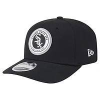 Casquette extensible à bouton-pression New Era noire Chicago White Sox Circle Patch 9SEVENTY pour homme