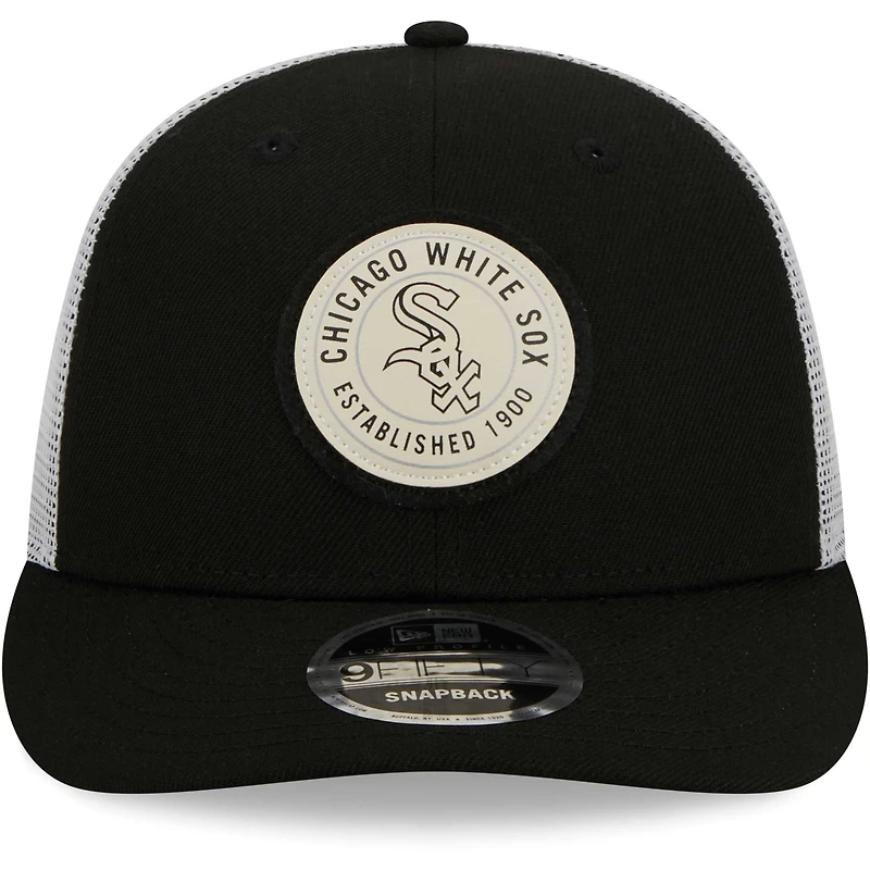 Men's New Era Black Chicago White Sox Circle Trucker Low Profile 9FIFTY Snapback Hat