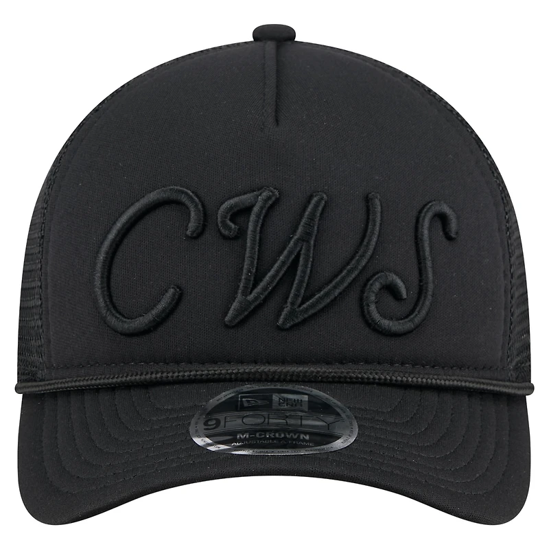 Men's New Era Black Chicago White Sox City Initial 9FORTY A-Frame M-Crown Adjustable Trucker Hat