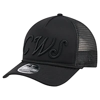 Men's New Era Black Chicago White Sox City Initial 9FORTY A-Frame M-Crown Adjustable Trucker Hat