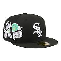 Casquette ajustée New Era 59FIFTY noire pour homme, avec écusson des White Sox de Chicago.