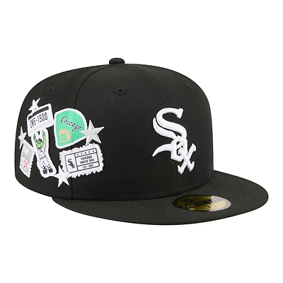 Casquette ajustée New Era 59FIFTY noire pour homme, avec écusson des White Sox de Chicago.