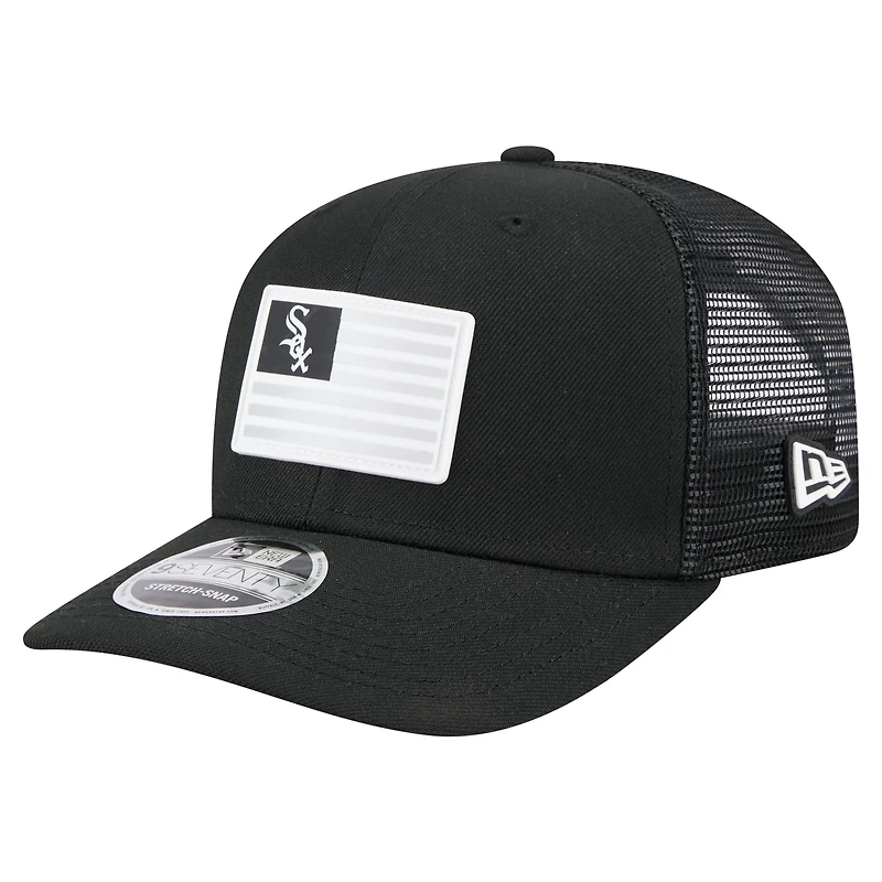 Men's New Era Black Chicago White Sox Flag 9SEVENTY Stretch-Snap Hat