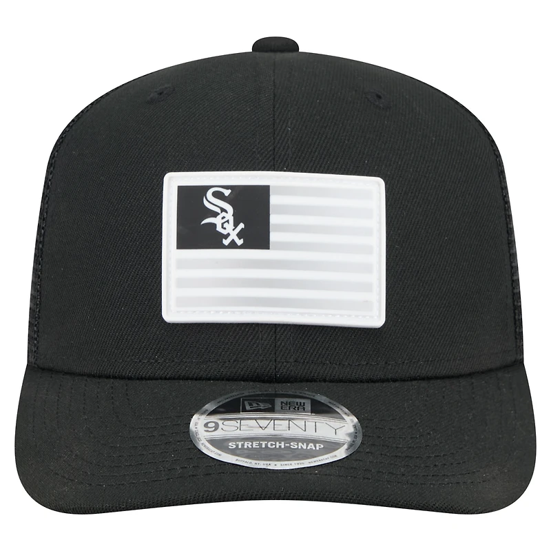 Men's New Era Black Chicago White Sox Flag 9SEVENTY Stretch-Snap Hat