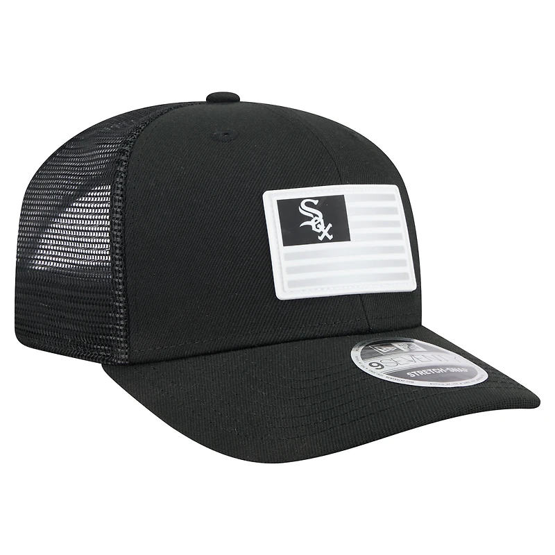 Men's New Era Black Chicago White Sox Flag 9SEVENTY Stretch-Snap Hat