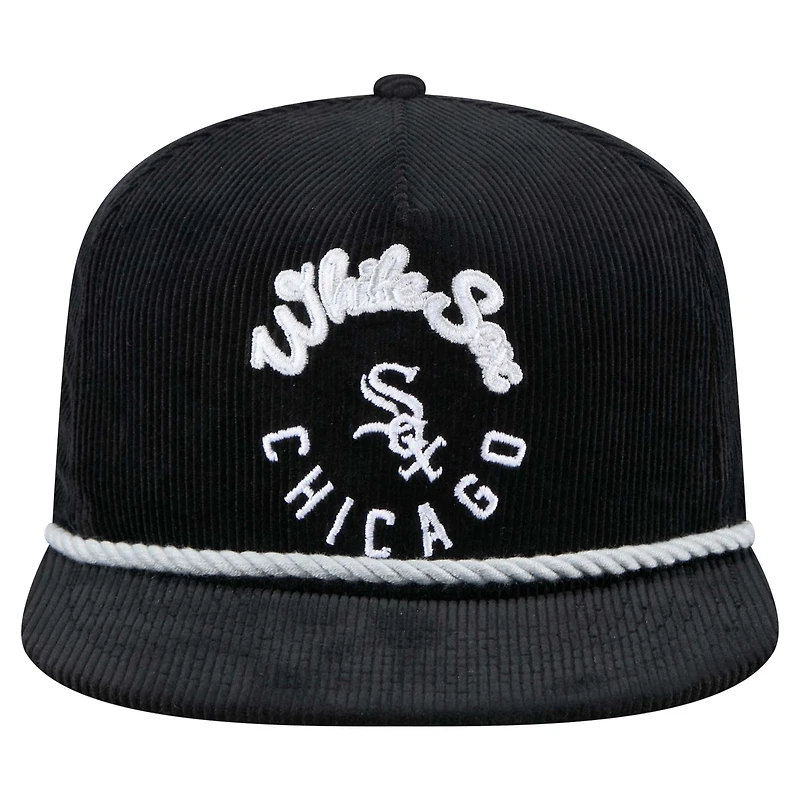 Men's New Era  Black Chicago White Sox Full Circle Corduroy Golfer Adjustable Hat
