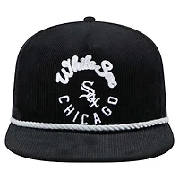 Men's New Era  Black Chicago White Sox Full Circle Corduroy Golfer Adjustable Hat
