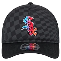 Men's New Era Black Chicago White Sox Gradient 9FORTY A-Frame M-Crown Trucker Adjustable Hat