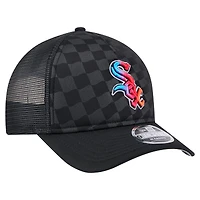 Men's New Era Black Chicago White Sox Gradient 9FORTY A-Frame M-Crown Trucker Adjustable Hat