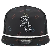 Casquette snapback noire New Era pour homme, motif Chicago White Sox, en caoutchouc