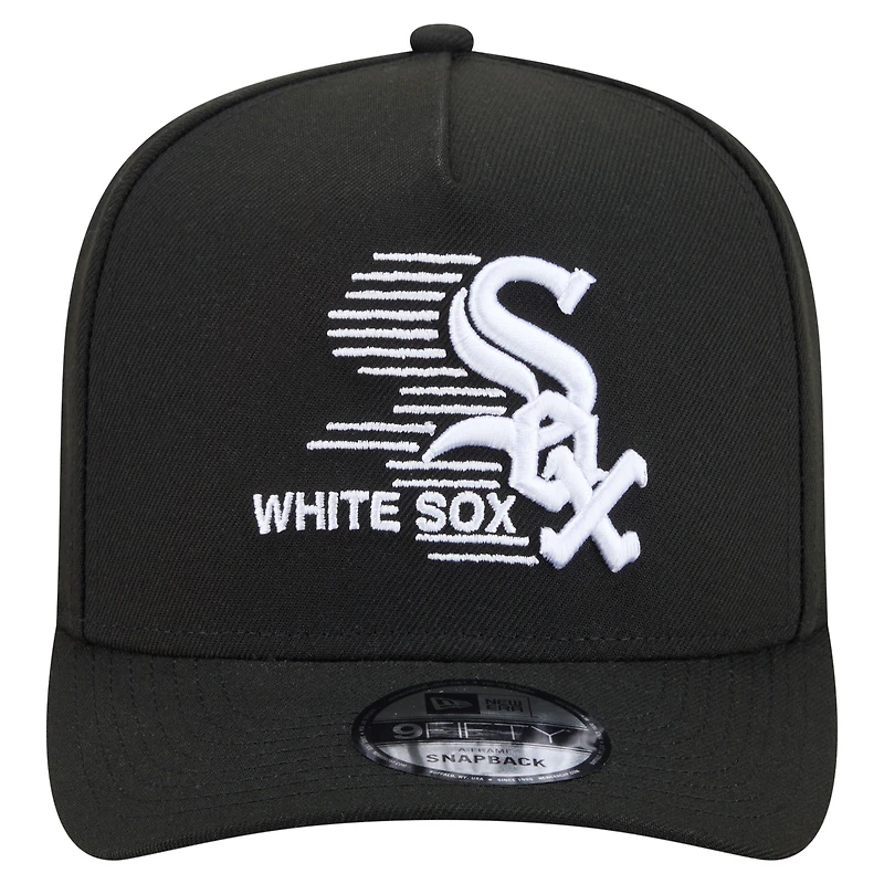 Men's New Era Black Chicago White Sox Motion A-Frame 9FIFTY Snapback Hat