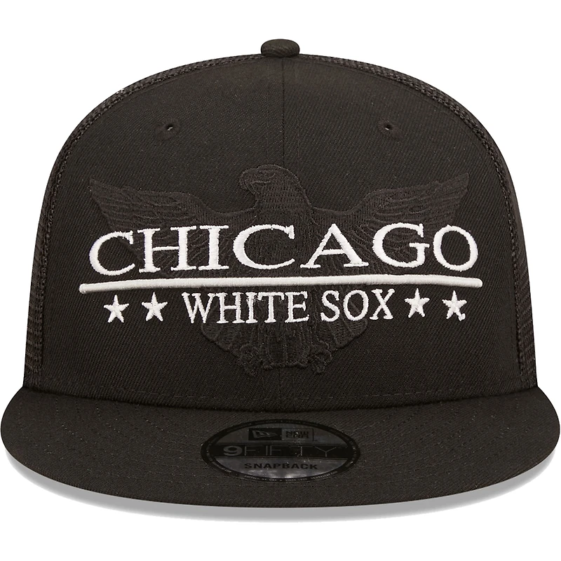 Men's New Era Black Chicago White Sox Patriot Trucker 9FIFTY Snapback Hat