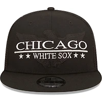 Men's New Era Black Chicago White Sox Patriot Trucker 9FIFTY Snapback Hat