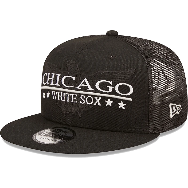 Men's New Era Black Chicago White Sox Patriot Trucker 9FIFTY Snapback Hat