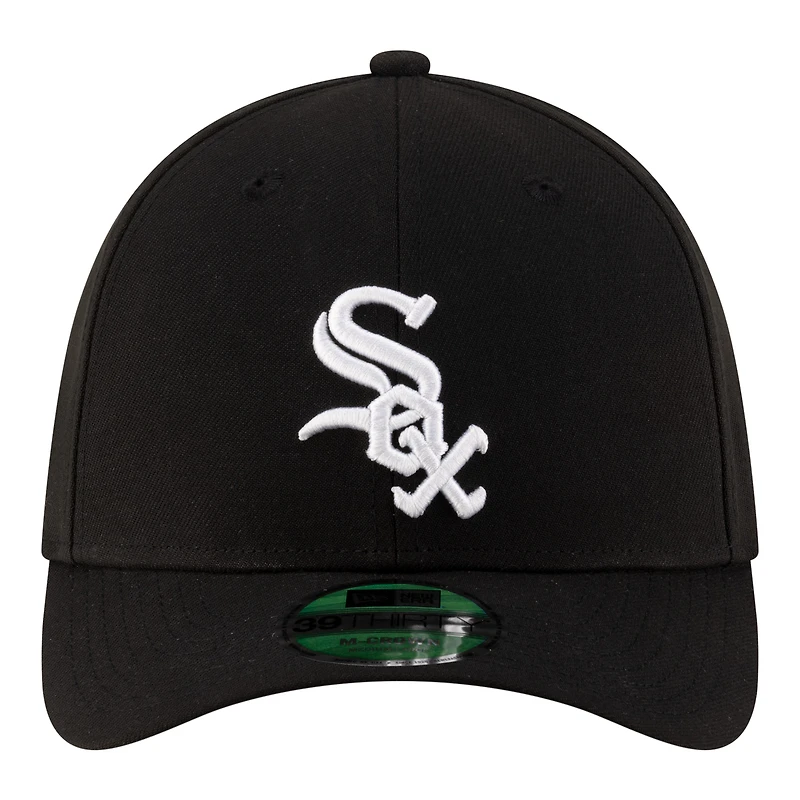 Casquette New Era noire pour homme, réplique du modèle 39THIRTY M-Crown Flex des Chicago White Sox