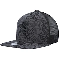 Men's New Era Black Chicago White Sox Repeat A-Frame 9FIFTY Trucker Snapback Hat