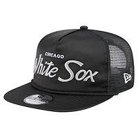 Casquette de golf ajustable New Era noire Chicago White Sox Retro Satin pour homme