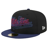 Men's New Era Black Chicago White Sox Shadow Stitch 59FIFTY Fitted Hat