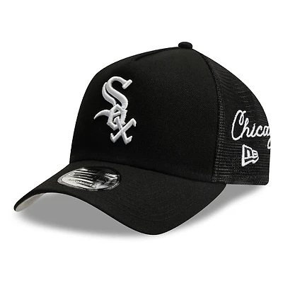 Casquette trucker New Era noire pour homme, logo Chicago White Sox, style A-Frame