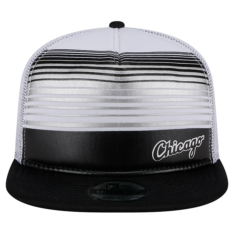 Men's New Era Black Chicago White Sox Team Horizon 9FIFTY A-Frame Trucker Snapback Hat
