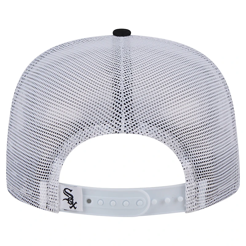 Men's New Era Black Chicago White Sox Team Horizon 9FIFTY A-Frame Trucker Snapback Hat