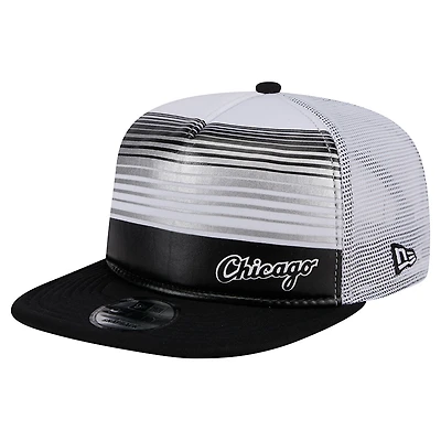 Men's New Era Black Chicago White Sox Team Horizon 9FIFTY A-Frame Trucker Snapback Hat