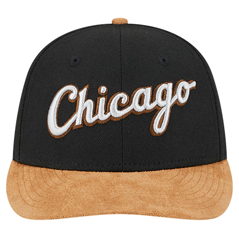 Casquette ajustée 59FIFTY à visière basse en daim de l'équipe Chicago White Sox New Era pour hommes, noire